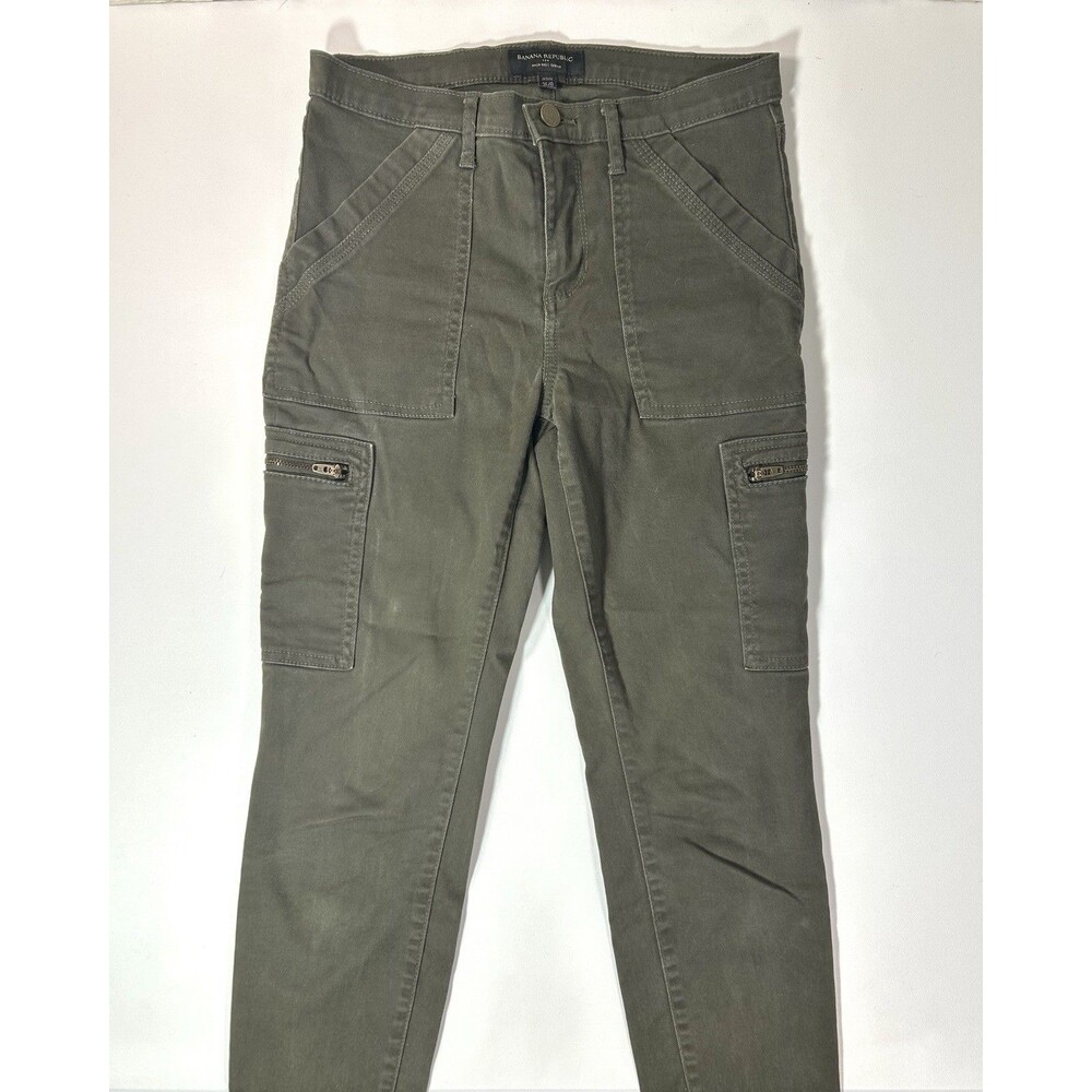 Banana Republic Dark Green Petite Sz 25 High-Rise Skinny Cargo Jeans